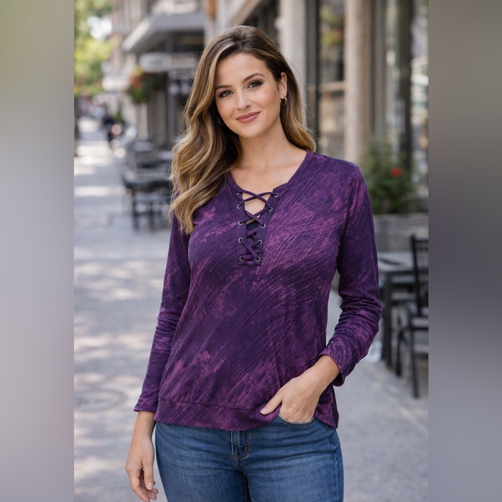 White House Black Market Purple V-Neck